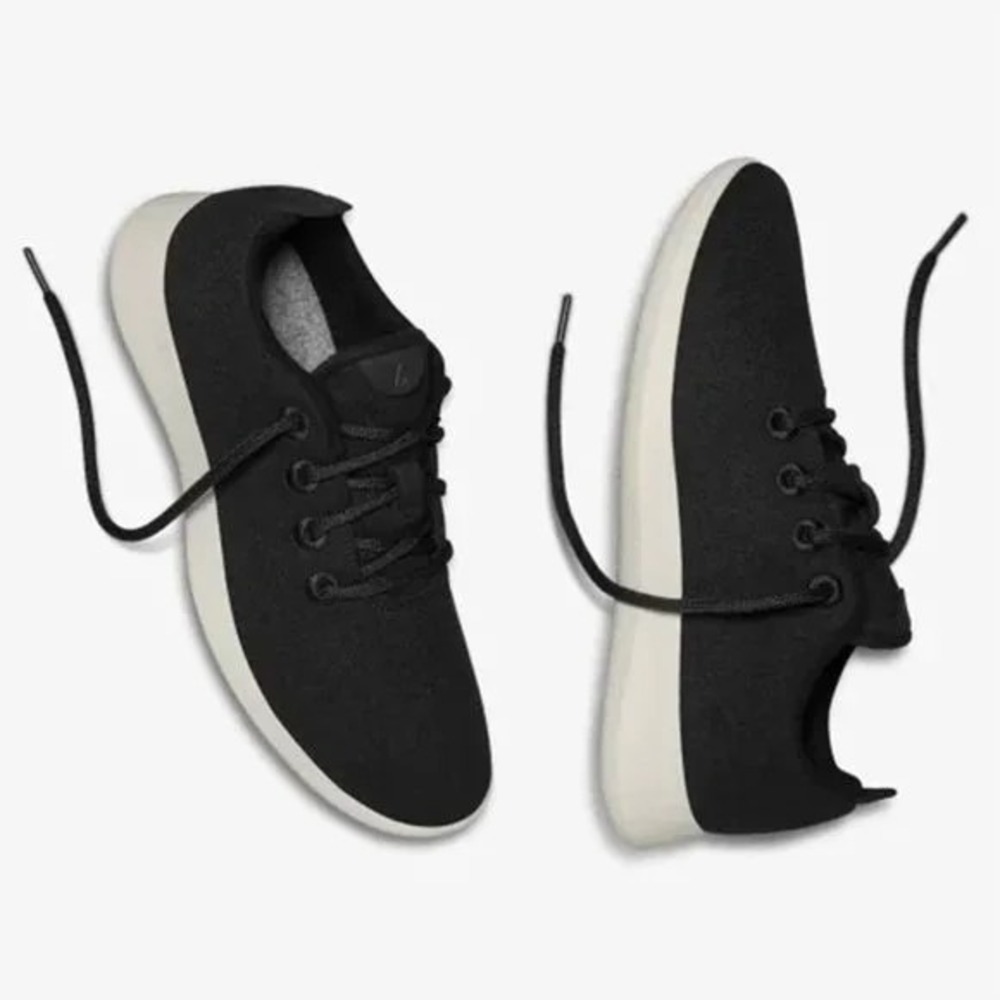 Allbirds Womens Wool Runners Lace Up Running Sneakers True Black‎ Gray Sole Sz 7